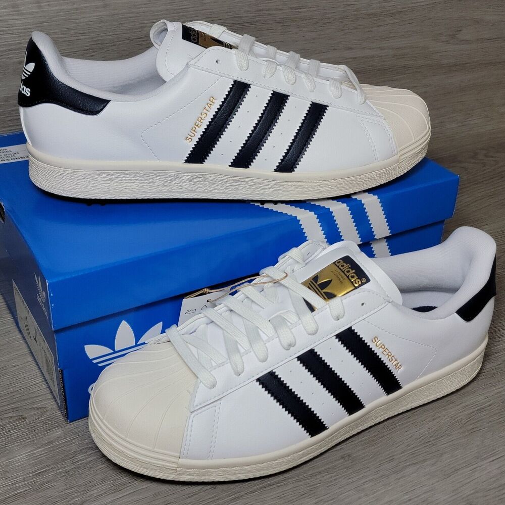 Adidas Mens Superstar Spiked Golf Shoes Size 10 White Navy ID5003 Low Top Cleats